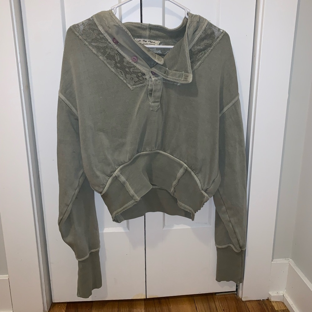 Cropped Green Free People Sweater